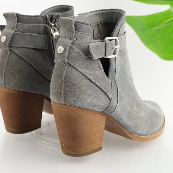 Sam Edelman Womens Maurine Boots Size 7 Gray Blue Suede Block Heel Buckle Bootie - Picture 3 of 13